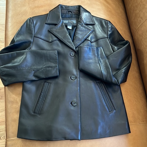 Banana Republic soft leather jacket, black small size. Y2K fashion. - Picture 4 of 10